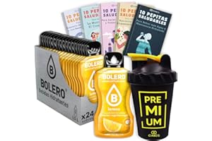 24 x Bebida Bolero LIMON Hidratante Sin Azucar (24x9 grs) + 50 Pepitas Saludables para una vida más sana by Cia&Co + 1 Botella mezcladora shaker exclusiva Cia&Co (500 ml)
