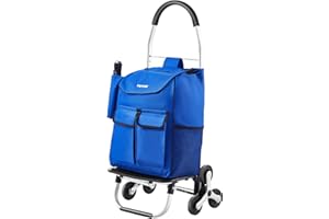 VEVOR Carrello Saliscale, Carrello Spesa Pieghevole 36L, Carrello Lavanderia, Carrello Saliscale con 6 Ruote e Borsa in Tessuto Oxford, Carrello Pieghevole per Lavanderia, Arrampicata Capacità 68 kg