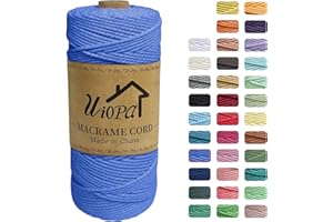 Uiopa Macrame Corda 2mm x 200m, Filo di Cotone 3 Strand Twisted, Filo Macrame Spago Colorato per Artigianato Fai da Te Piante da Appendere Acchiappasogni
