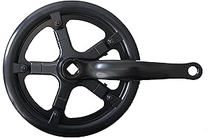 Ammaco Bike Chainset Single Ring Crankset 46 Teeth 6 Speed With Double Guard Square Taper Black