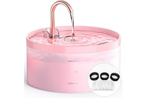 GIOTOHUN Fontanna dla kota w kształcie kranu, fontanna do picia dla kotów, 3,2 l, super cicha pompa wodna, filtrowanie włosów, łatwy demontaż, 6 filtrów + 3 filtry piankowe, różowa
