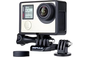 GEPULY Frame Mount Protective Housing Case Ultra Big Side Open with Bracket Accessories and Lens Cap for GoPro Hero 3, Hero3+, Hero 4 Black Silver Cameras