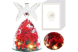 REWJURY Vera Rosa Eterna in Angel Regalo Mamma, Donna Regalo Compleanno, Conservato Rosa Stabilizzata Fiore Cupola Angel, San Valentino Anniversario Regalo Compleanno per Mamma Moglie Madre Fidanzata Nonna