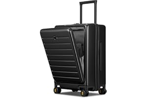 LEVEL8 Maleta Cabina con Bolsillo para Laptop, Maletas Equipaje de Mano Rígida PC Ligera con 4 Ruedas, Maletas de Viaje Cabina con Cierre TSA, 55CM, 35L, Negro