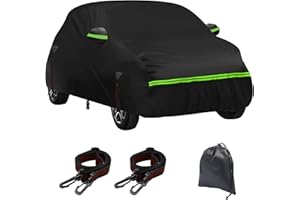 LUOLETY wasserdichte Autoabdeckung, kompatibel mit Smart Fortwo W453 2015–2024, 6 Schichten, Outdoor-Vollgarage für Sonne, Regen, UV, Staub, mit Reißverschluss-Tür, winddichter Gurt