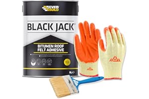 Perfectonish Black Jack 904 Bitumen Roof Felt Adhesive High Bond Strength Roofing Bond Weather Proof Roof Sealant With Brush and Protective Gloves (5-Litres)