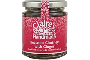 Claire's Handmade - Beetroot Chutney with Ginger (200g) - Award Winning Traditionally Made Earthy Beetroot & Warming Ginger Chutney, Suitable for Vegetarian, Vegan & Gluten Free Diets, GMO Free