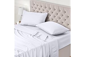 Utopia Bedding 4-częściowy zestaw prześcieradeł (135x190cm, Biały) - miękka szczotkowana mikrofibra - 1 prześcieradło płaskie, 1 prześcieradło dopasowane i 2 poszewki na poduszki 50x75