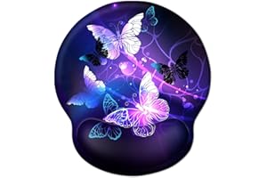Ergonomische Mauspad-Handballenauflage, ToLuLu Mausmatte mit rutschfestem Gummibasis-Memory-Foam-Mousepad, Maus-Handgelenkstütze für Laptop-Computer Home Office Schmerzlinderung, Kunstschmetterlinge