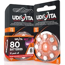80 Hörgerätebatterien Udivita Größe 312 (PR41) – 10 Blister à 8 Stück, Mit Phono Pulse Technologie
