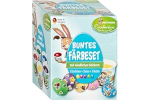 Heitmann Eierfarben Zestaw - pięć zimnych kolorów - tabletki barwiące i naklejki - śmieszne twarze - bezczelne główki jajek - dekorowanie jajek wielkanocnych, 1007239