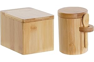 LEKE GO Salero y Azucarero bambu natural para cocina sol nacido (Pack)
