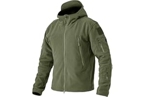 EKLENTSON Men's Fleece Winter Jacket with Zip and Hood, Windproof, for Outdoor Trekking