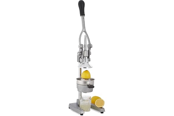 Relaxdays manuell juicepress, silver | XL apelsinpress, professionell fruktpress, premium citruspress, restaurangkvalitet