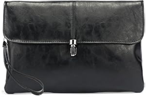 Vaupan Wristlet Clutch Purse for Women, PU Leather Large Wallet Purse Phone Cards Cash Holder, Clutch Bag for Men with Hand Wristlet, Slim Style Wristlet Wallet Handbag (Black)