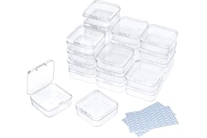 DUOFIRE Scatola Plastica con Coperchio Contenitore Piccolo in Plastica Trasparente con Perline, 24 contenitori piccoli con coperchio per perline, gioielli (5,4 x 5,4 x 2 cm)