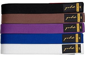 Gold BJJ Jiu Jitsu Belt - Premium Belts with Rank Bar for Stripes - IBJJF Competition Approved