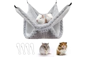 Yanmucy Rat Hammock Double-Layer Fleece Guinea Pig Hammock House Warm Soft Rat Hammocks for Cage Accessories Ferrets Hideout Ferret Hamster Hammock for Small Animal Playing Sleeping (grey)