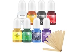 Barlone Epoxidharz Farbe Set, 8 Farben Konzentrierte Flüssiger Epoxidharz Farben mit 10 Rührstäbchen für Epoxy Resin Kunst, DIY Kunsthandwerk, Resin Farbe für Handwerk Machen, Malerei, Schmuck, je 5ml