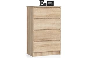 AKORD | Cassettiera K60 a 4 Cassetti | Credenza Alta | Moderna Mobiletto per Soggiorno Sala da Pranzo Camera da Letto Corridoio Bagno | Armadio Cameretta | 60x99x40 cm | Rovere Sonoma