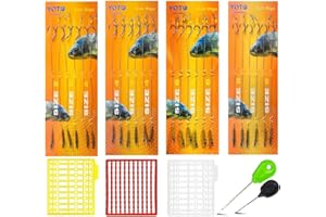 YOTO Karpfen Haken Haar-Rigs,24-teilig Gebogen Krank Karpfen Rigs Widerhaken,Geflochtener Karpfen Vorfach mit 3 Boilie-Stoppern und 2 Nadeln (Size 2468# 24pcs)…