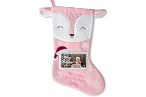 Heart's Sign Bas de Noël pour bébé 2024 | Mon Premier Noël bébé garçon et bébé Fille | Bas de Noël pour Nouveau-né (Rose)