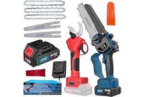 JOVANT 2 in 1 Electric Pruning Shears & Chainsaw,Electric Pruner for 1.2 inch Tree Trimming, 6 inch Battery Saw with 20V 4.0Ah Battery, Garden Power Tools for Tree Branches,Courtyard, Household