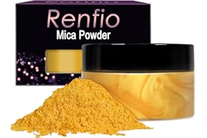 Renfio Pigmento in polvere di mica 99,2 g (100 g) di pigmenti naturali in polvere fine Pearl Shimmer resina epossidica tintura per pittura sapone fare bombe da bagno melma - oro chiaro