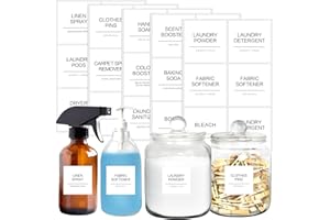 KSIWRE Lot de 30 étiquettes à linge pour bocaux, autocollants mats minimalistes pour conteneurs et bouteilles, organisation et rangement de buanderie (blanc)