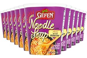 Gefen Instant Noodle Soup, Hearty Chicken Flavoured Soup Cup 65g (Pack of 12)