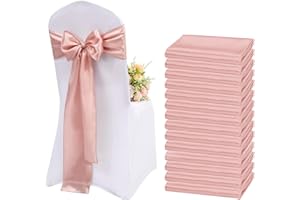 Teruntrue 50 Stück Rose Gold Satin Stuhlschärpen Stuhl Dekorative Schleife Entworfene Stuhlabdeckung Stuhlschärpen für Hochzeitsempfang Party Hotel Zuhause Küche Dekoration (Rose Gold)