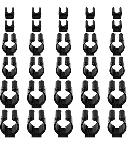 6 Clip Porta Stecca Da Biliardo E Canna Da Pesca - Supporto A Parete In Plastica Nera - 3