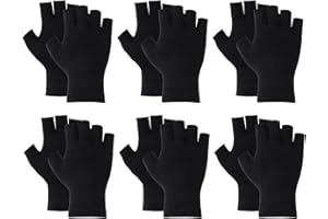 BBXWANG 6 Pairs Black Fingerless Gloves for Men Women Winter Warm Half Finger Knit Gloves