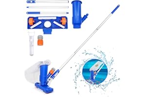 COTTONIX Poolsauger Staubsauger, Pool Sauger mit 3 Verdickter Spirale Schnittstelle Aluminiumstange & Bürste, Poolreinigung Bodensauger, Poolsauger Bodensauger für Schwimmbad, Brunnen, Spa, Whirlpool