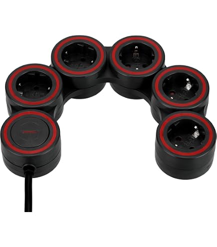 Poly Pool Fünfstecker Mit 5 Steckdosen & 2 USB-Anschlüssen – 10/16A, 1,5m Kabel, Sicherheitsschalter, Schwarz