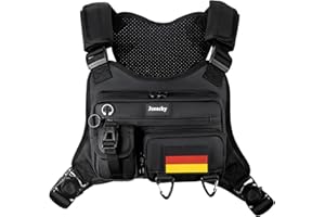 Jueachy Impermeable Chaleco Correr Mujer Hombre: Bolsa de Pecho Multifuncional Chaleco Running Bolsa Hidratación Reflectante Bolsillo Teléfono Mochila Correr con Conector Auriculares Correa Ajustable