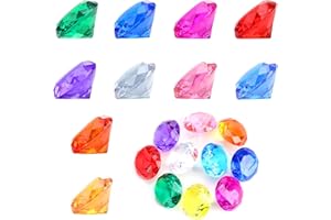 TWOBUD 8 Pcs Big Size Kids Acrylic Diamond Gems Jewels Pirate Gems Set Large Pirate Treasure Chest Hunt Fake Plastic Children Crystals for Crafts Party Favors Christmas Decorations Prizes Vase Filler