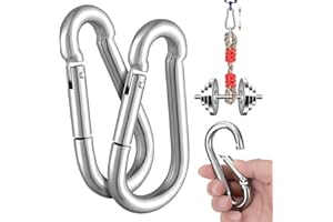 ASTER 2 Pezzo M10 Moschettone in Acciaio Inox 304 Gancio Molla Arrampicata Clip Gancio Heavy Duty Moschettone Portachiavi Carabiner Snap Hook per L'escursionismo Alpinismo Amaca Guinzaglio Del Cane