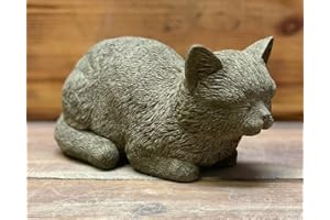 J AND L STONE ORNAMENTS STONE GARDEN SMALL SLEEPING CAT KITTEN MEMORIAL STATUE GIFT ORNAMENT