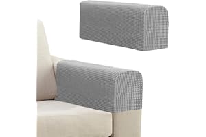 Niuoppy 2Pcs Armchair Covers Protectors Slipcover, Sofa Arm Covers Anti-Slip, Thickened Arm Rest Covers for Sofa, Chair Arm Cover for Sofa Protector Couches Recliner（Light Grey）