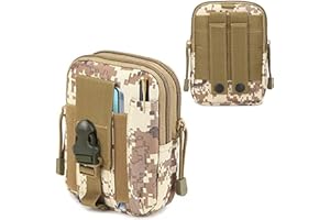 BAILTOUK 2 Piezas Bolsa Cintura Táctica, Molle Pouches Compacta Riñoneras Hombre EDC Bolsa Nylon Bolsa de Teléfono Bolsas Molle Tácticas Impermeable para Senderismo, Camping, Viajes, Ciclismo (Camuflaje)