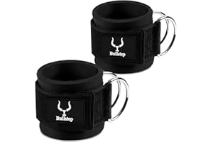 Bullstep - Tobilleras Poleas Gym para Entranamiento Gluteos y Piernas | Agarre Tobillo Polea | 2 piezas Tobillera para polea Cable Maquina Gym | Ankle Straps | Tobillera gimnasio polea