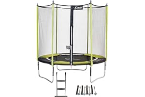Kangui - Trampoline de Jardin JUMPI Vert/Noir - Ø 250-305 - 360-430 cm + Filet + Échelle + Kit d'ancrage