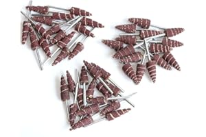 FPPO 3x12mm Cone Shape Abrasive Flap Wheel,Sandpaper Grinding Head for Rotary Tool, 1/8" Shank 30Pcs,Used for Groove, Gap, Corner polishing