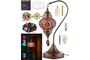 DEMMEX DIY Turkish Mosaic Lamp Kit – Complete Arts & Crafts Gift Set for Adults & Teens – Easy & Fun Home Décor, Make Your Own Table Lamp (SWAN, Multicolor)