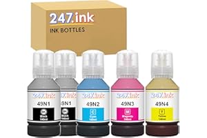 GENERIC 247.ink Compatible T49 Sublimation Ink Bottles for use with Epson SC-F100 SC-F500 SC-F501 Printers, Set of 5 (2 x Black, Cyan, Magenta, Yellow)