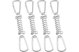 Honatrv 4er Set Edelstahl Zugfedern mit Ösen für Sonnensegel Befestigung, Spannfedern, Zugfedern mit Haken 120mm für Camping Markise, Zelteund Mehr