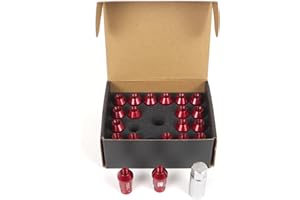 OMP SPEED Set 20 Tuercas de Rueda con Metrica M12X1.25 Llave de 19 Largo Roscado de 40MM Color Rojo de Aluminio 7075