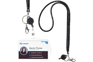 LIFEANT Lanière Personnalisée Collier, Porte Badge avec Lanière Rétractable et Porte-Cartes d'Identité, Pour Bureau, Les Clés, Telephone Portable,Protéger Carte Bancaire, Carte Bus