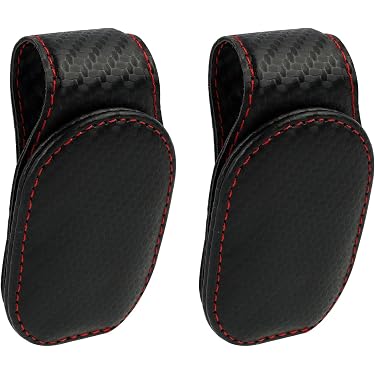 Porte-lunettes Pour Voiture En Cuir PU - 2 Pièces, Clip Pare-soleil, Rangement Cartes Et Tickets, Noir, Universel - 2